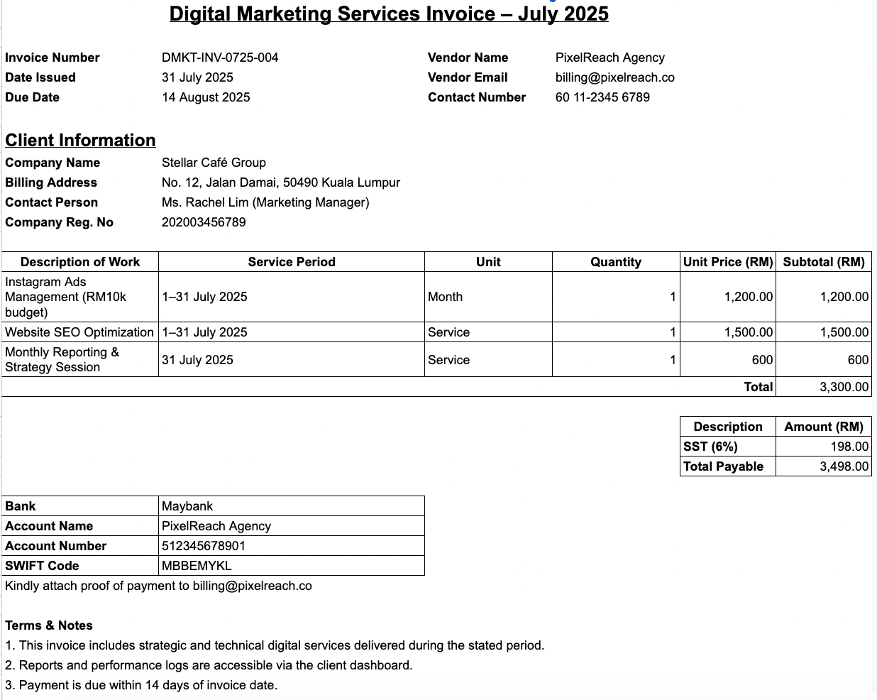 Digital Services Invoice Template